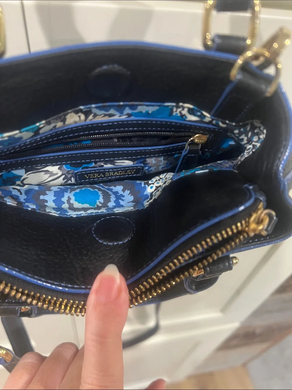 Vera Bradley Leather Emma Mini Crossbody In Black